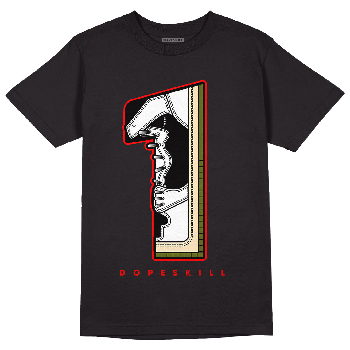 Travis Scott x Jordan 1 Low OG “Olive” DopeSkill T-Shirt No.1 Graphic Streetwear - Black