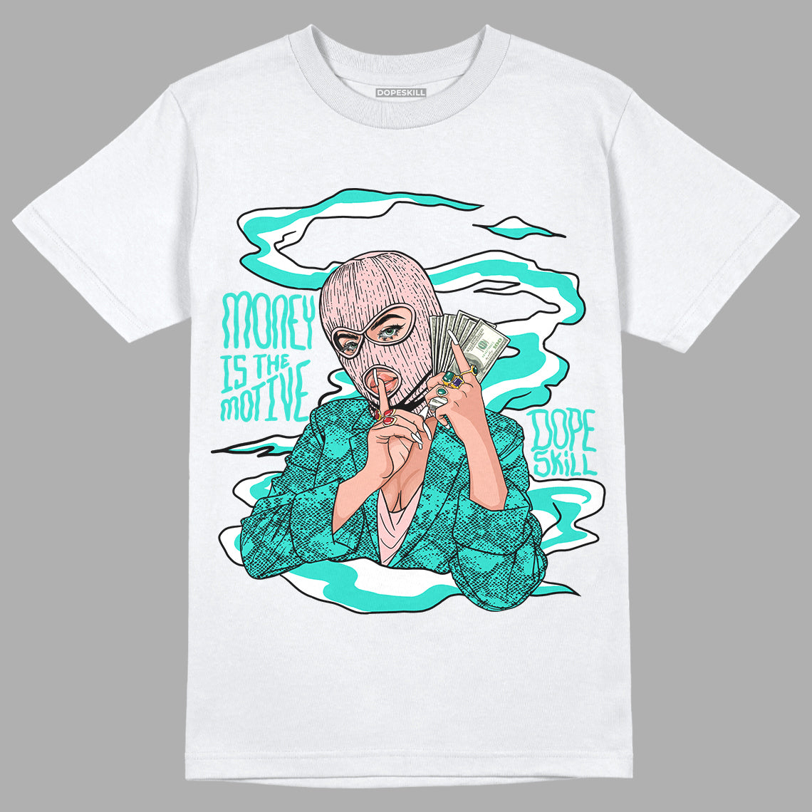 Green Snakeskin Dunk Low DopeSkill T-Shirt Money Is The Motive Graphic - White