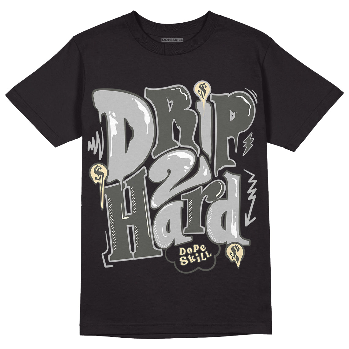 Jordan 4 Retro SE Craft Photon Dust DopeSkill T-Shirt Drip Too Hard Graphic Streetwear   - Black