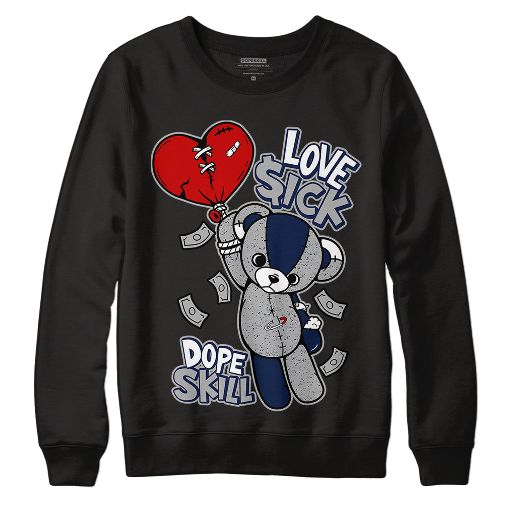 Midnight Navy 4s DopeSkill Sweatshirt Love Sick Graphic - Black