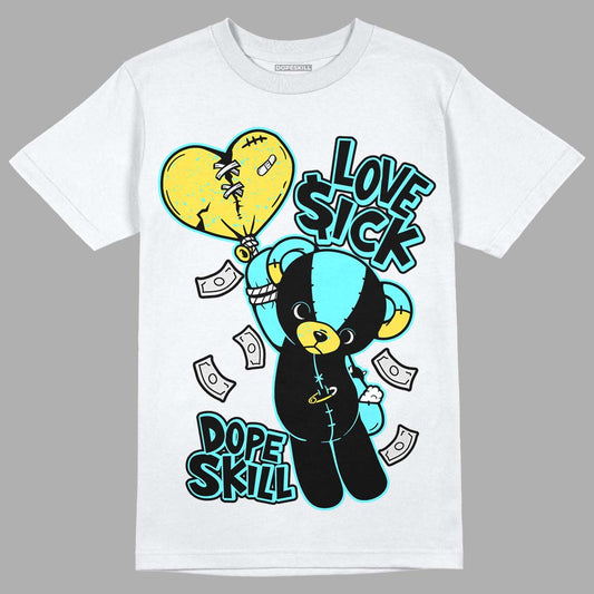 Aqua 5s DopeSkill T-Shirt Love Sick  Graphic - White 