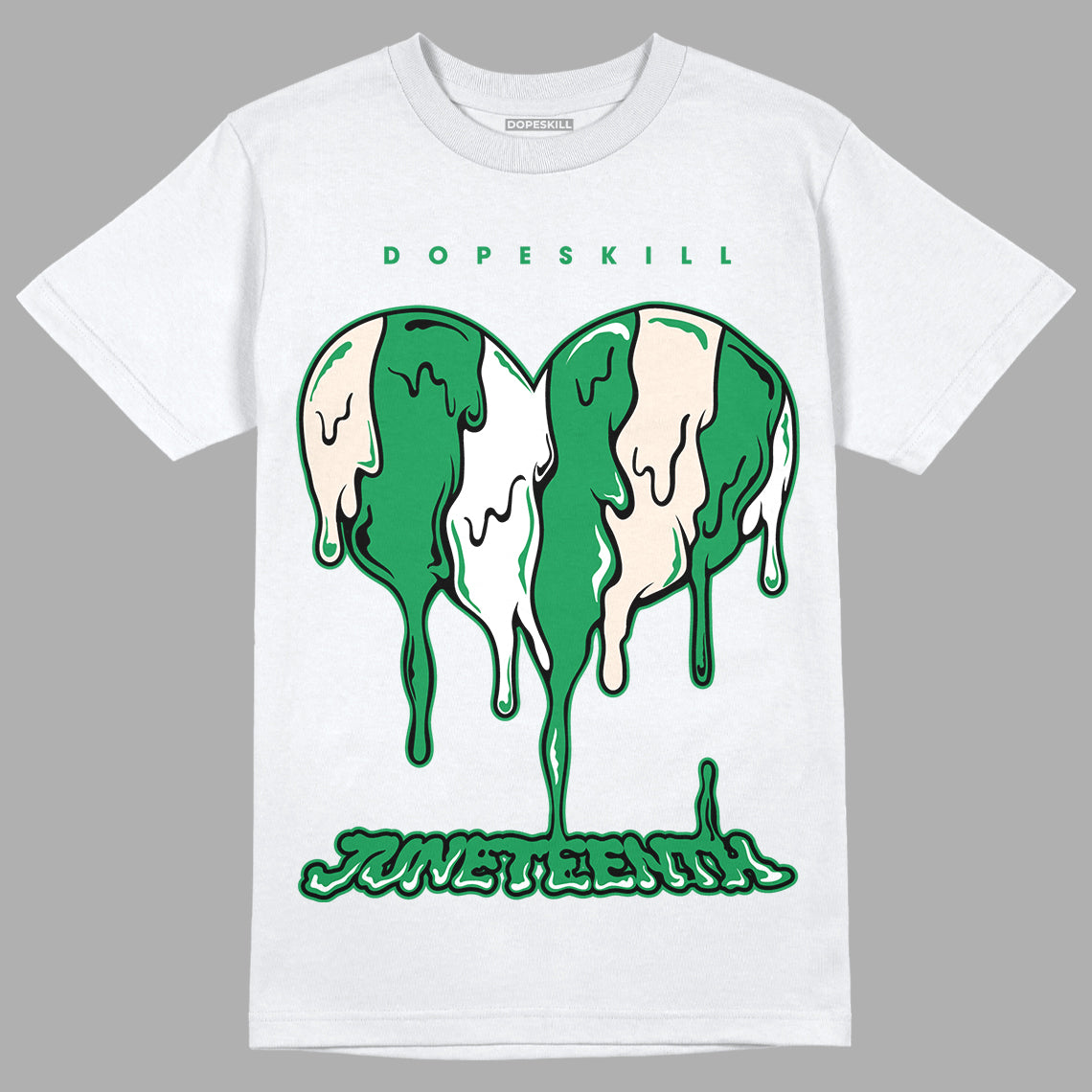 Jordan 2 Retro Lucky Green DopeSkill T-Shirt Juneteenth Heart Graphic Streetwear  - White 