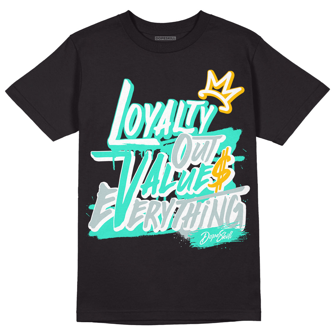 New Emerald 1s DopeSkill T-Shirt LOVE Graphic - Black