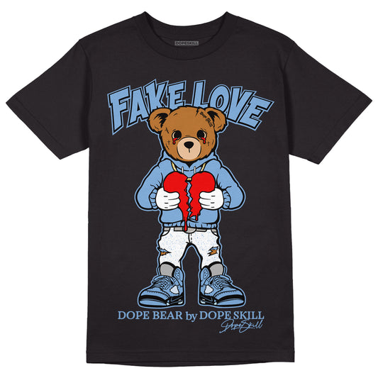 Jordan 5 Retro University Blue DopeSkill T-Shirt Fake Love Graphic Streetwear - Black