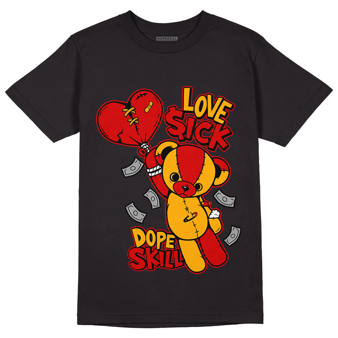 Jordan 7 Citrus DopeSkill T-Shirt Love Sick Graphic - Black