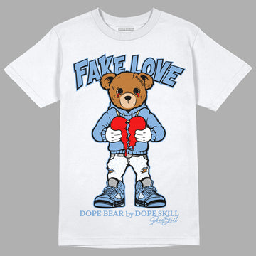 Jordan 5 Retro University Blue DopeSkill T-Shirt Fake Love Graphic Streetwear - White
