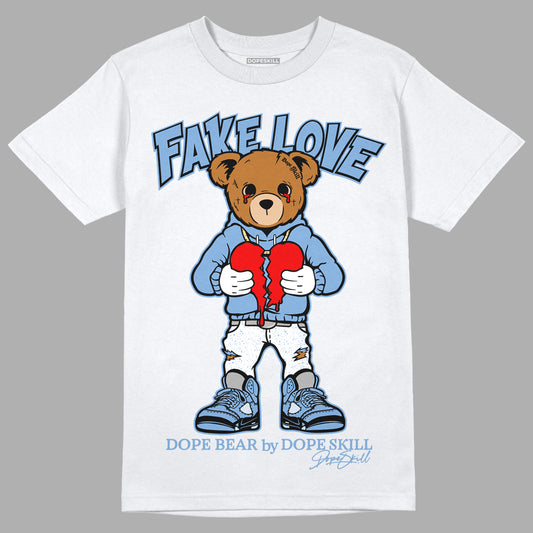 Jordan 5 Retro University Blue DopeSkill T-Shirt Fake Love Graphic Streetwear - White