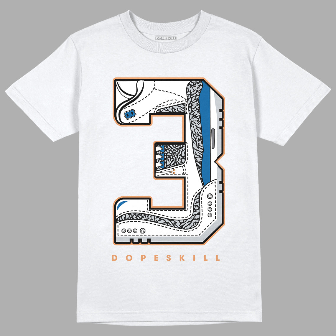 Jordan 3 Retro Wizards DopeSkill T-Shirt No.3 Graphic Streetwear - White