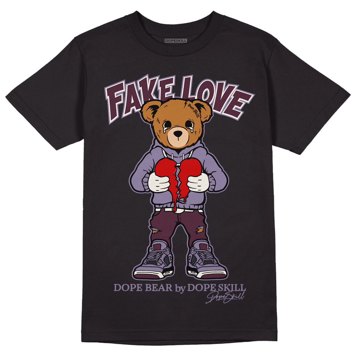 A Ma Maniére x Jordan 4 Retro ‘Violet Ore’  DopeSkill T-Shirt Fake Love Graphic Streetwear - Black 