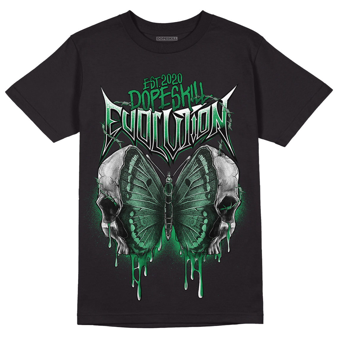 Jordan 1 Low Lucky Green DopeSkill T-Shirt DopeSkill Evolution Graphic Streetwear - Black