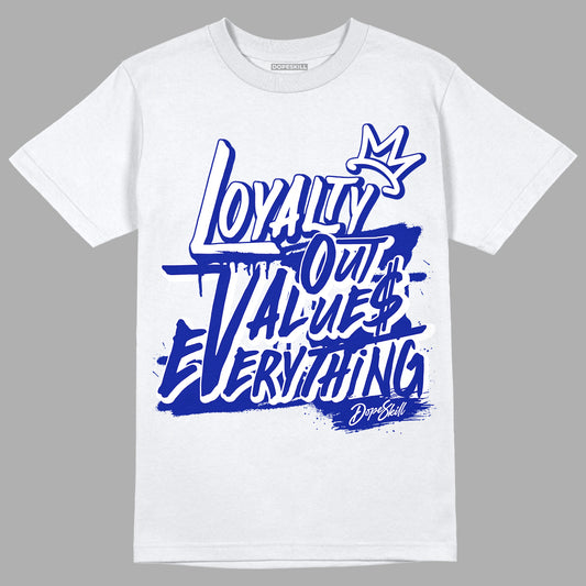 Racer Blue White Dunk Low DopeSkill T-Shirt LOVE Graphic - White 