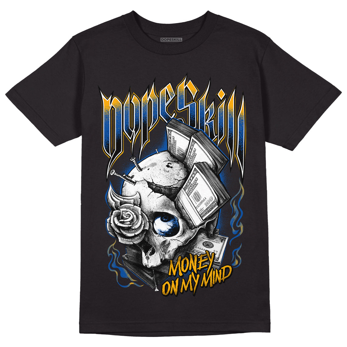 Dunk Blue Jay and University Gold DopeSkill T-Shirt Money On My Mind Graphic Streetwear - Black