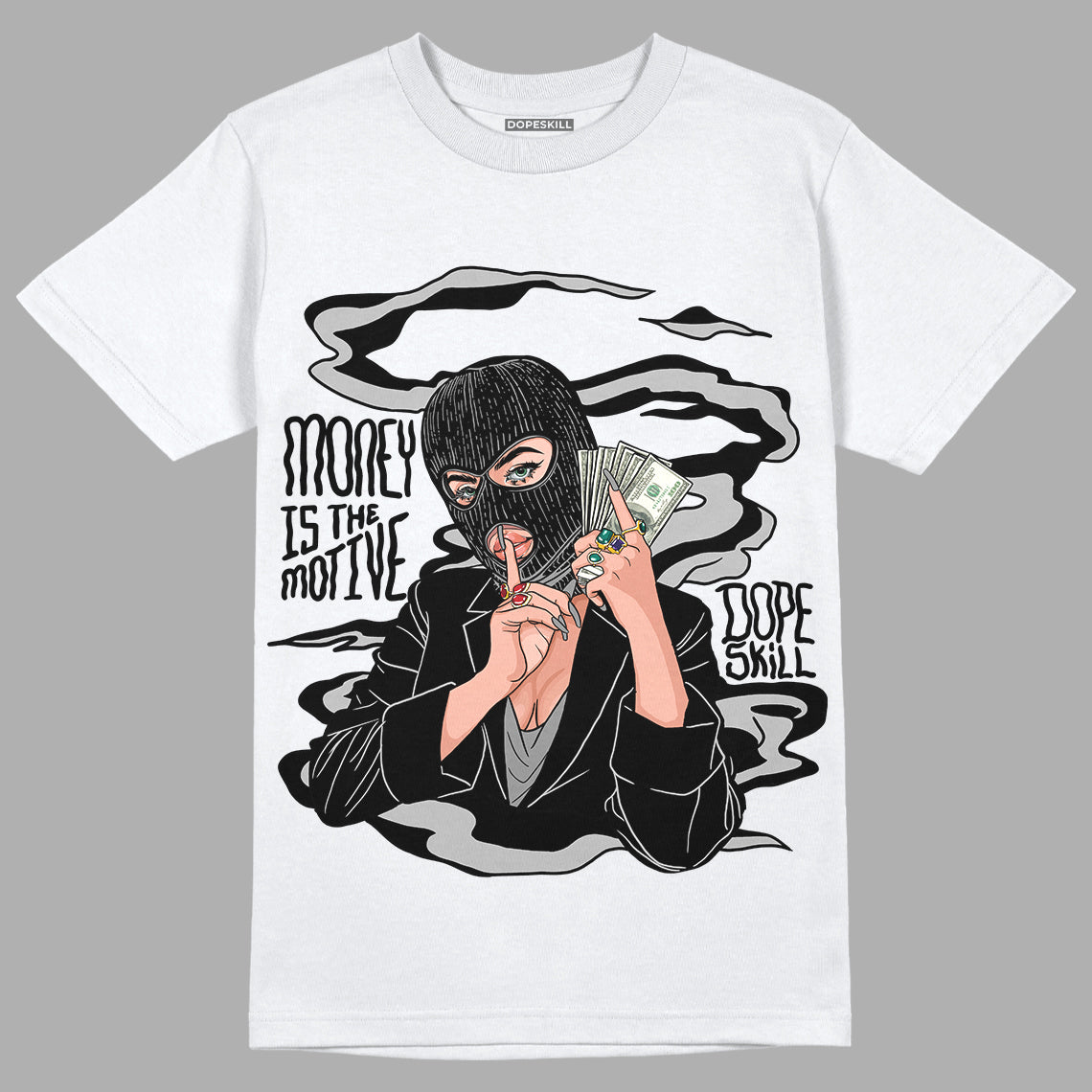 YZ 450 Utility Black DopeSkill T-Shirt Money Is The Motive Graphic - White