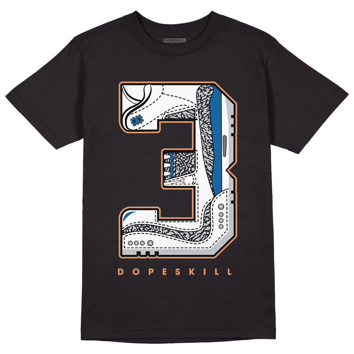 Jordan 3 Retro Wizards DopeSkill T-Shirt No.3 Graphic Streetwear - Black