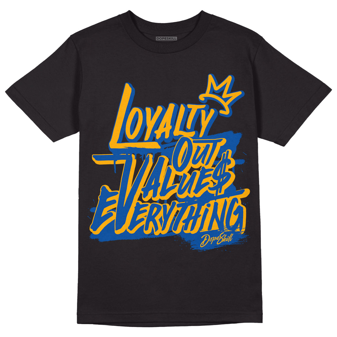 Dunk Blue Jay and University Gold DopeSkill T-Shirt LOVE Graphic Streetwear - Black