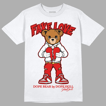 Dunk Low Gym Red DopeSkill T-Shirt Fake Love Graphic - White 