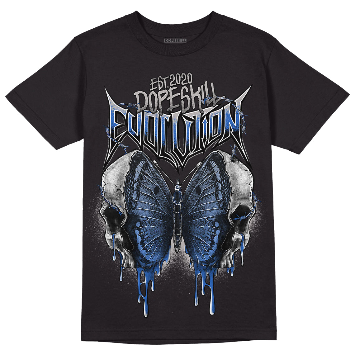 True Blue 1s DopeSkill T-Shirt DopeSkill Evolution Graphic - Black