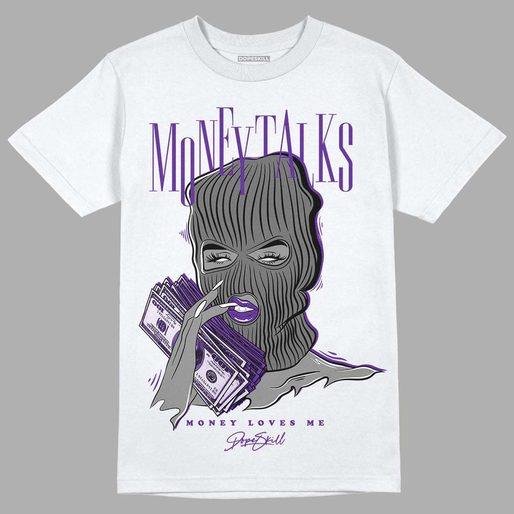 Dark Iris 3s DopeSkill T-Shirt Money Talks Graphic - White 