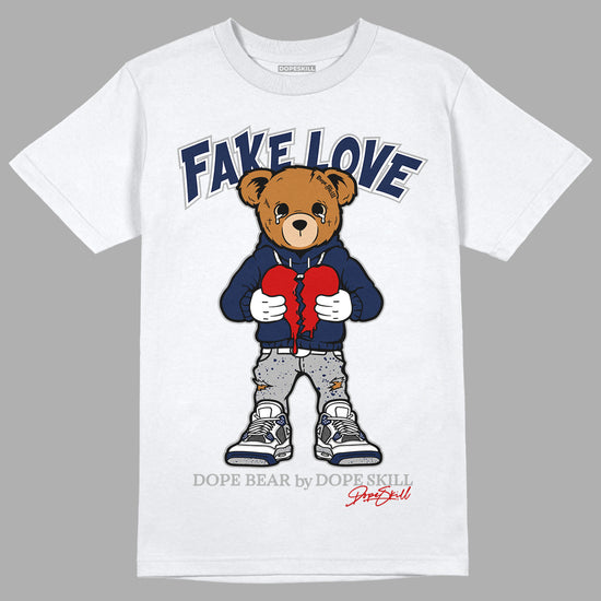 Midnight Navy 4s DopeSkill T-Shirt Fake Love Graphic - White