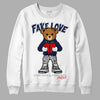 Midnight Navy 4s DopeSkill Sweatshirt Fake Love Graphic - White