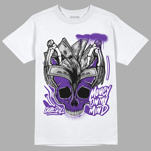 Court Purple 13s DopeSkill T-Shirt MOMM Skull Graphic - White 
