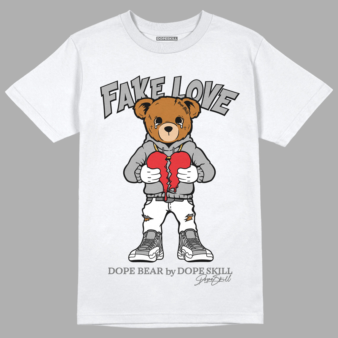 Jordan 12 Stealth DopeSkill T-Shirt Fake Love Graphic - White 