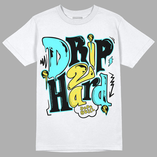 Aqua 5s DopeSkill T-Shirt Drip Too Hard Graphic - White