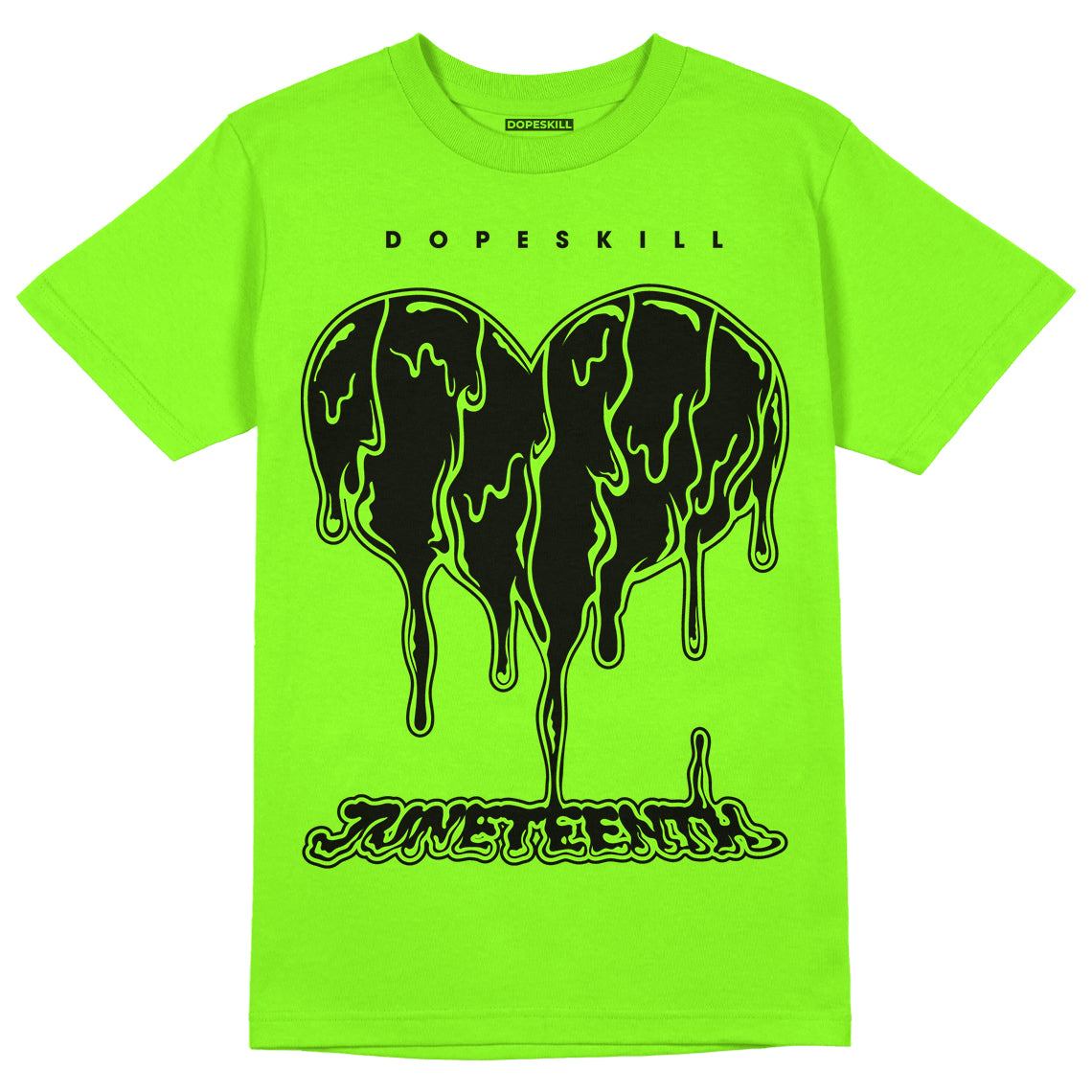 Neon Green Collection DopeSkill Neon Green T-shirt Juneteenth Heart Graphic