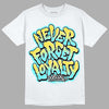 Aqua 5s DopeSkill T-Shirt Never Forget Loyalty Graphic - White