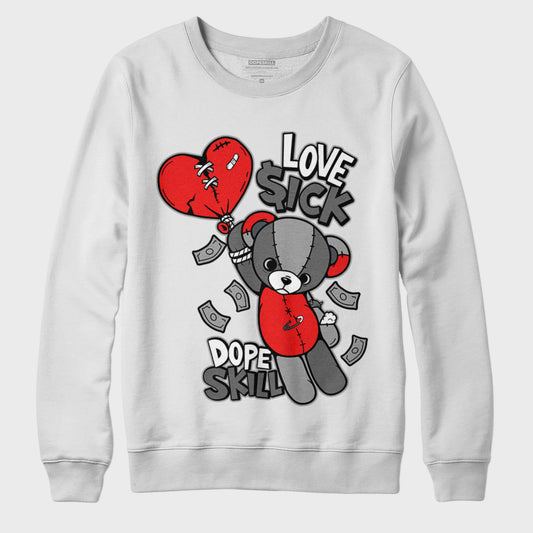 Jordan 4 Infrared DopeSkill Sweatshirt Love Sick Graphic - White 