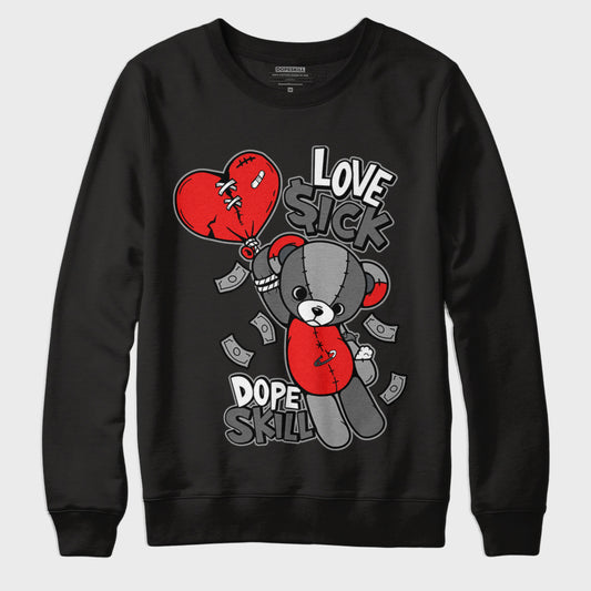 Jordan 4 Infrared DopeSkill Sweatshirt Love Sick Graphic - Black 