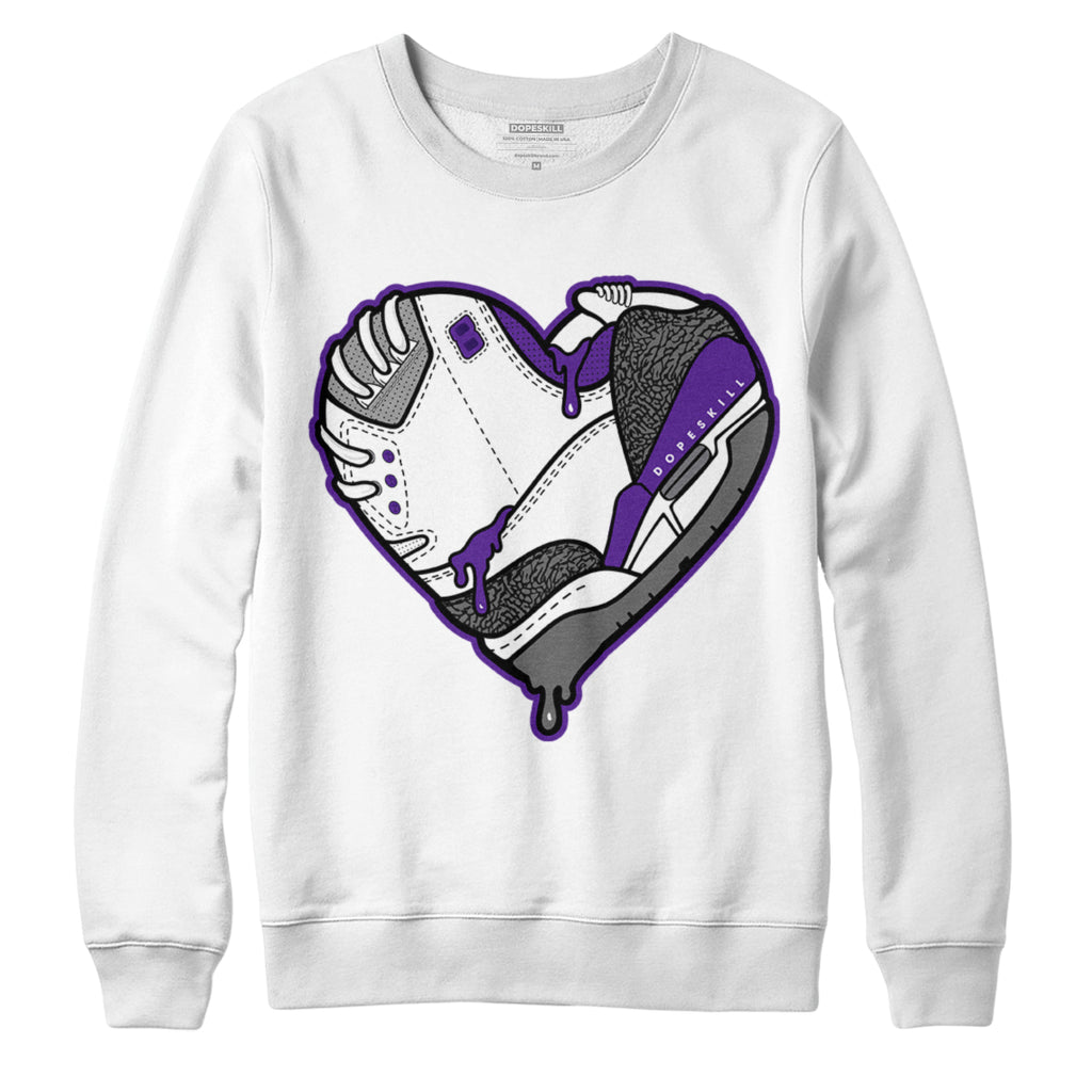Jordan 3 Dark Iris DopeSkill Sweatshirt Heart Jordan 3 Graphic - White 