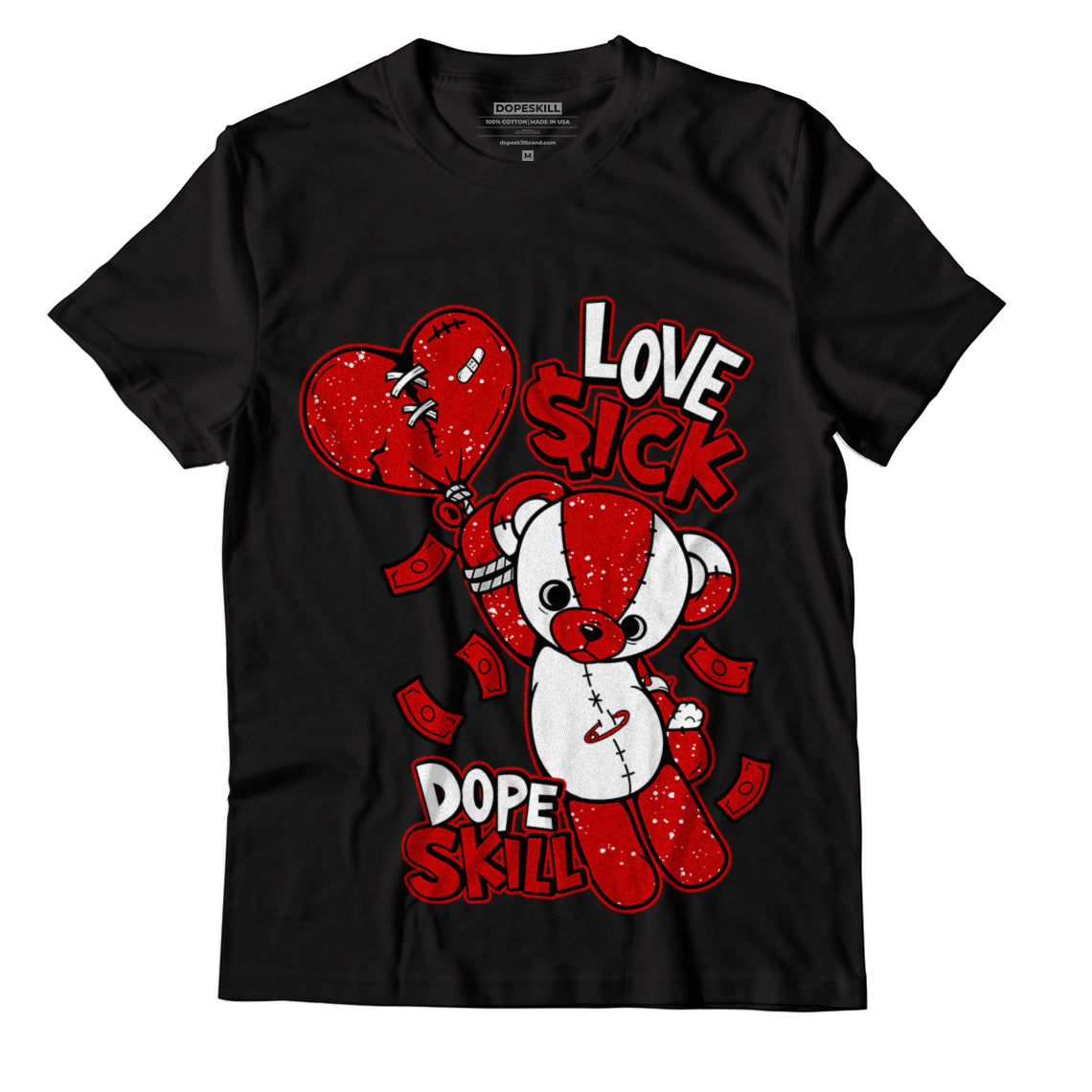 Jordan 6 “Red Oreo” DopeSkill T-Shirt Love Sick Graphic - Black 