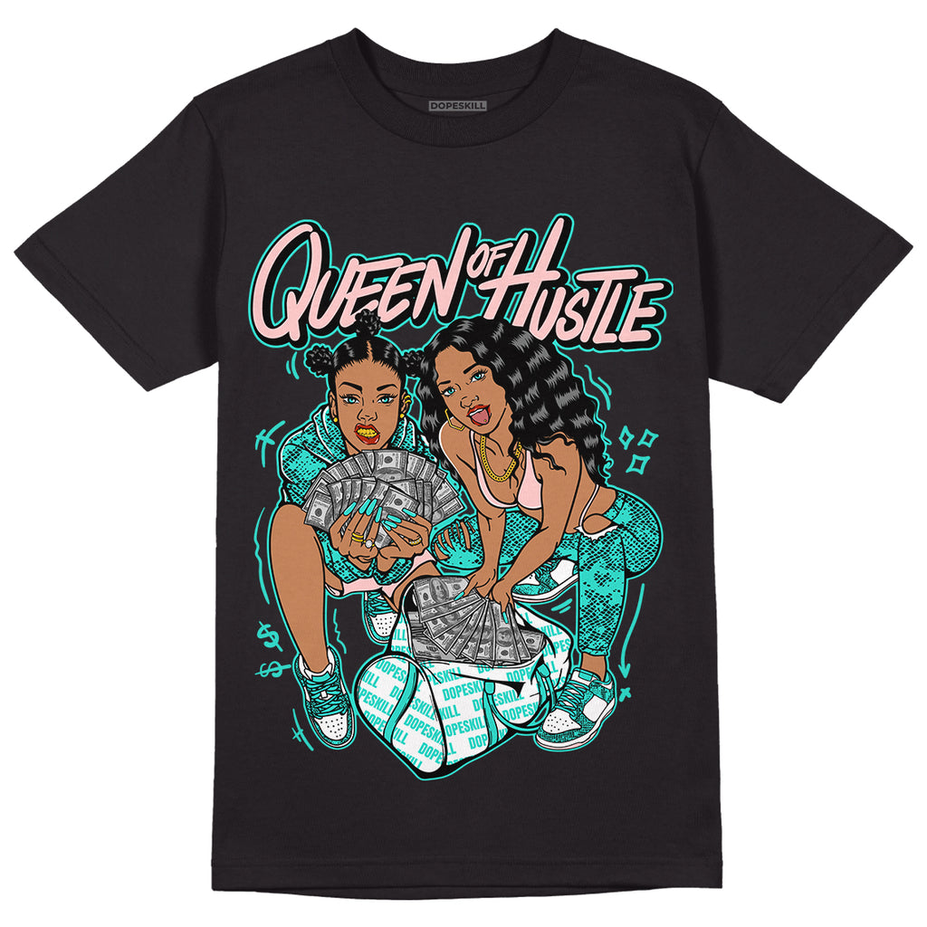 Green Snakeskin Dunk Low DopeSkill T-Shirt Queen Of Hustle Graphic - Black