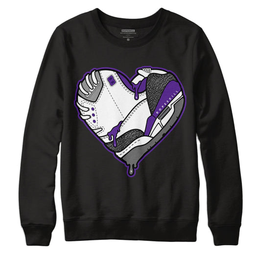 Jordan 3 Dark Iris DopeSkill Sweatshirt Heart Jordan 3 Graphic - Black