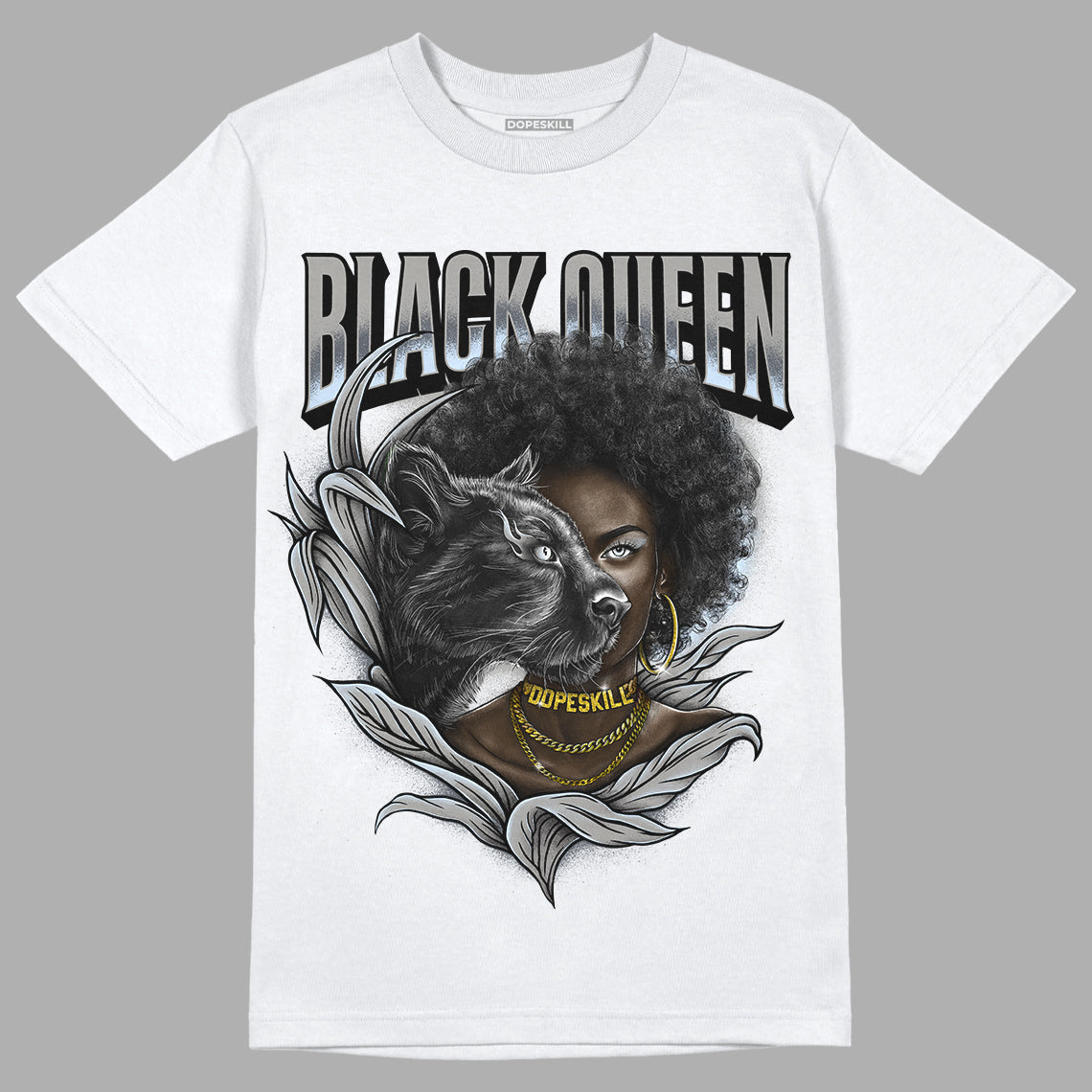 Cool Grey 11s DopeSkill T-Shirt New Black Queen Graphic - White