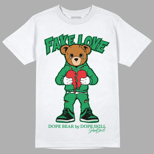 Jordan 1 Low Lucky Green DopeSkill T-Shirt Fake Love Graphic Streetwear - White