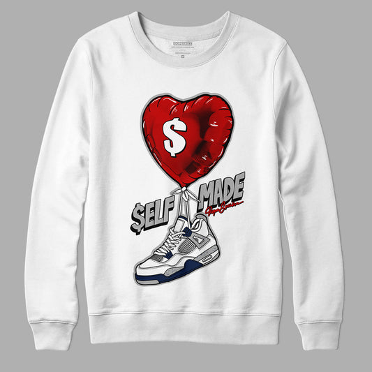 Midnight Navy 4s DopeSkill Sweatshirt Self Made Graphic - White