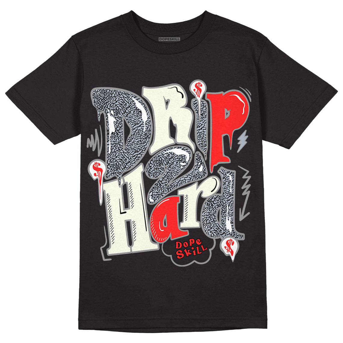 Jordan 3 Retro White Cement Reimagined DopeSkill T-Shirt Drip Too Hard Graphic Streetwear - Black