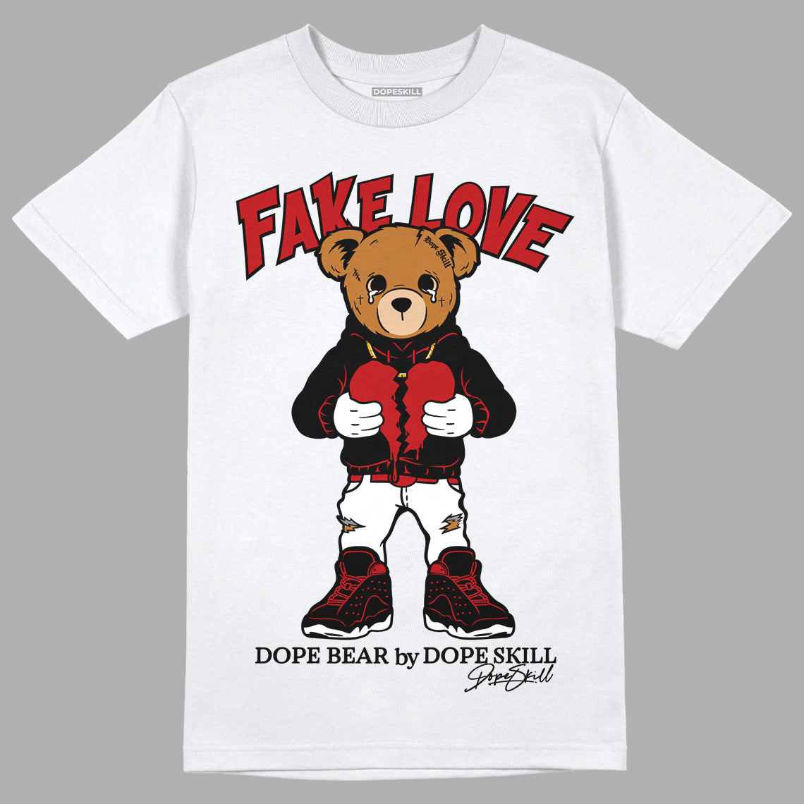 Playoffs 13s DopeSkill T-Shirt Fake Love Graphic - White 