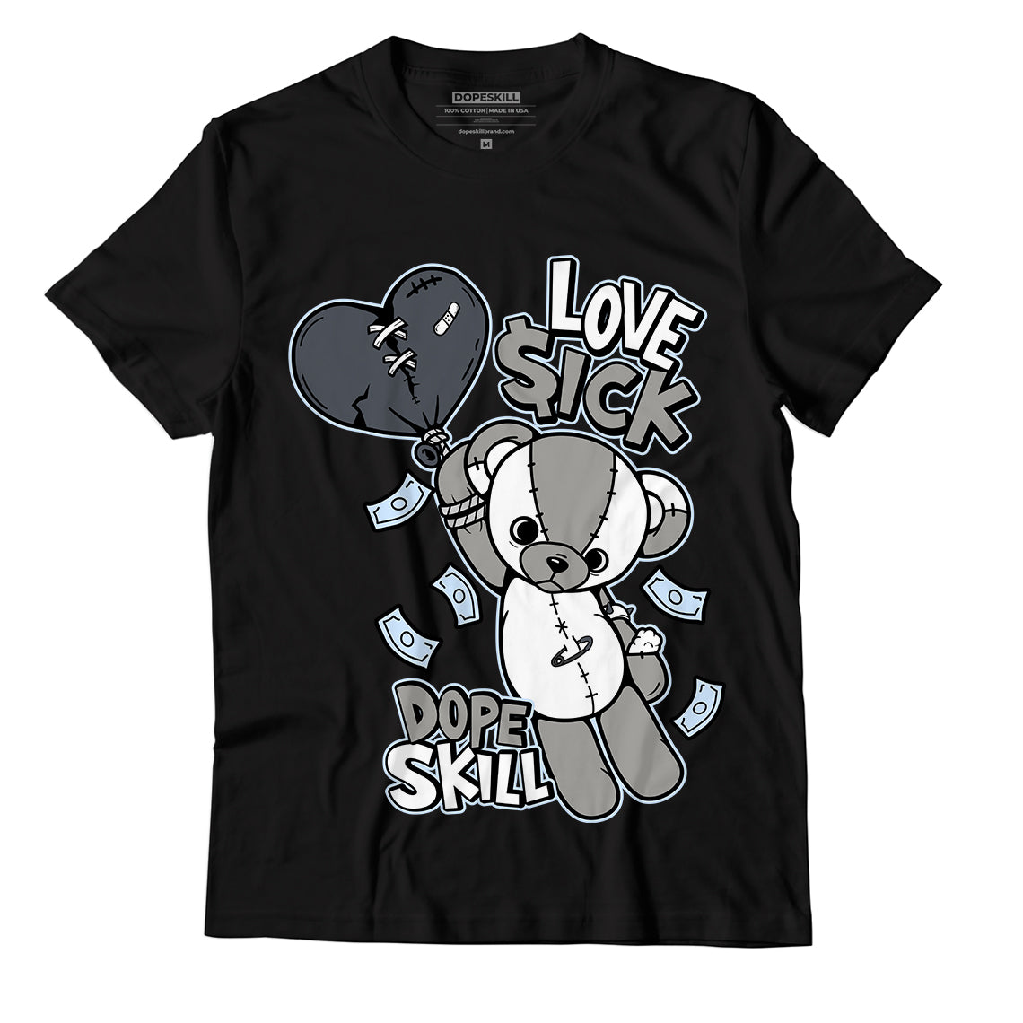 Jordan 11 Cool Grey DopeSkill T-Shirt Love Sick Graphic, hiphop tees, grey graphic tees, sneakers match shirt - Black