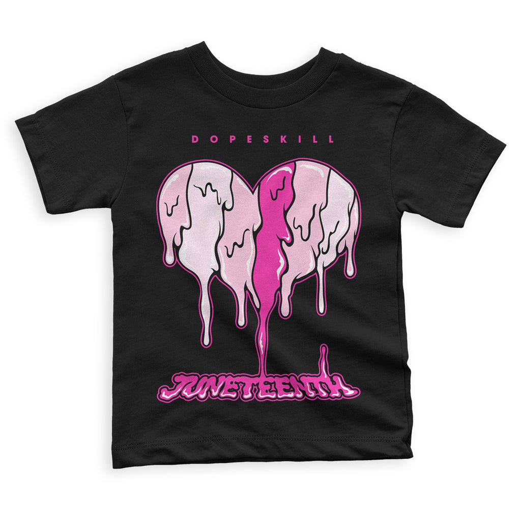Triple Pink Dunk Low DopeSkill Toddler Kids T-shirt Juneteenth Heart Graphic - Black