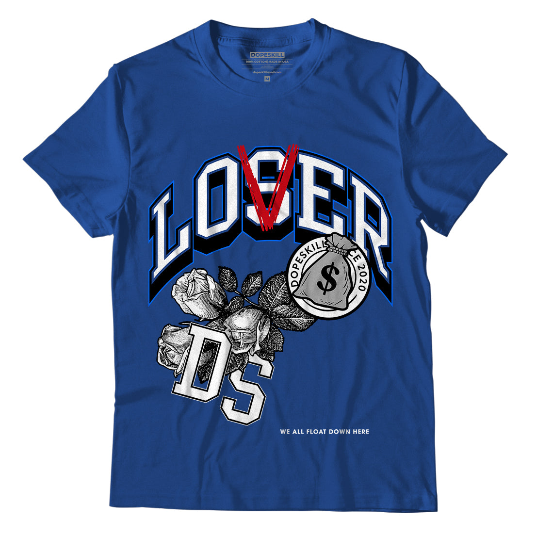 Jordan 13 Brave Blue DopeSkill Navy T-shirt Loser Lover Graphic
