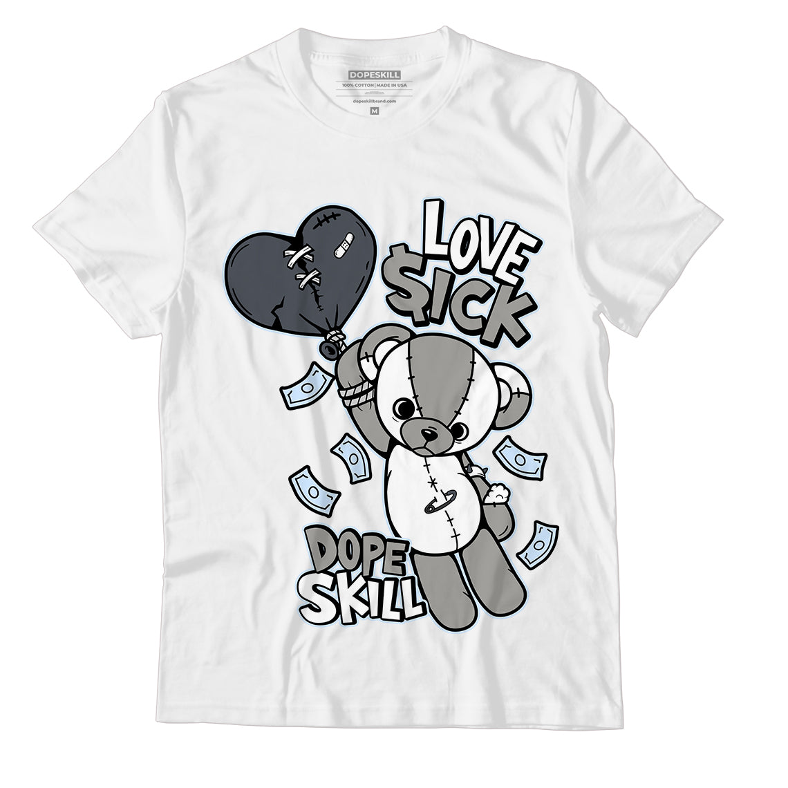 Jordan 11 Cool Grey DopeSkill T-Shirt Love Sick Graphic, hiphop tees, grey graphic tees, sneakers match shirt - White