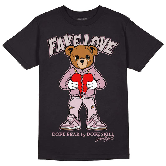 Dunk Low Teddy Bear Pink DopeSkill T-Shirt Fake Love Graphic - Black 