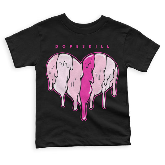 Triple Pink Dunk Low DopeSkill Toddler Kids T-shirt Slime Drip Heart Graphic - Black
