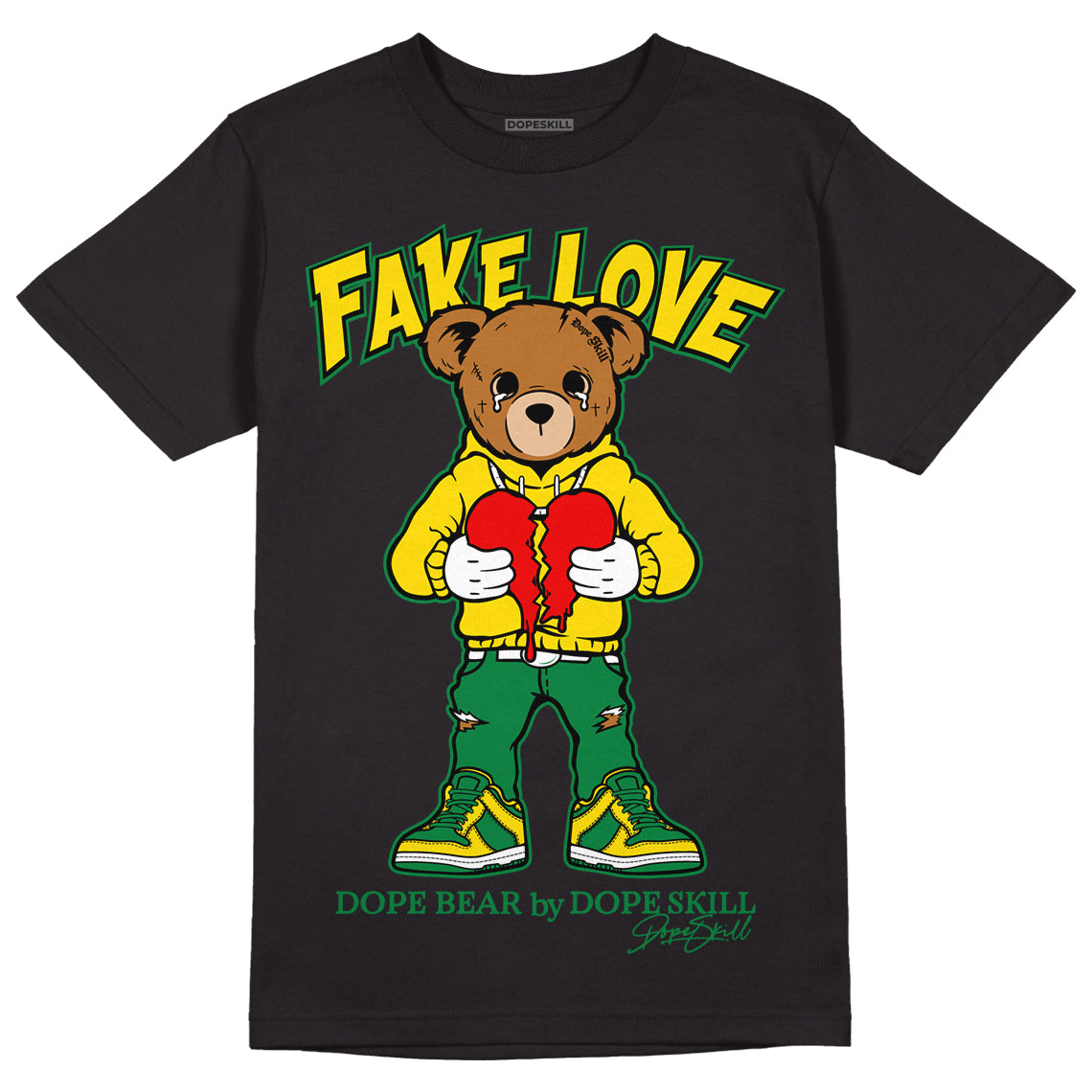 Dunk Low Reverse Brazil DopeSkill T-Shirt Fake Love Graphic - Black