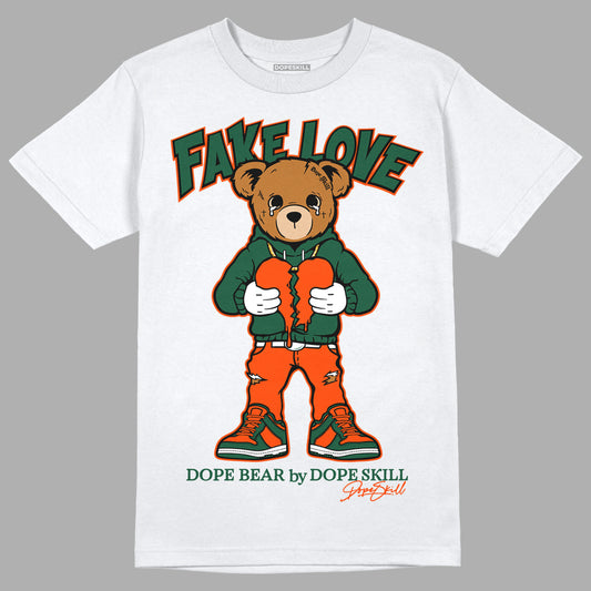 Dunk Low Team Dark Green Orange DopeSkill T-Shirt Fake Love Graphic - White