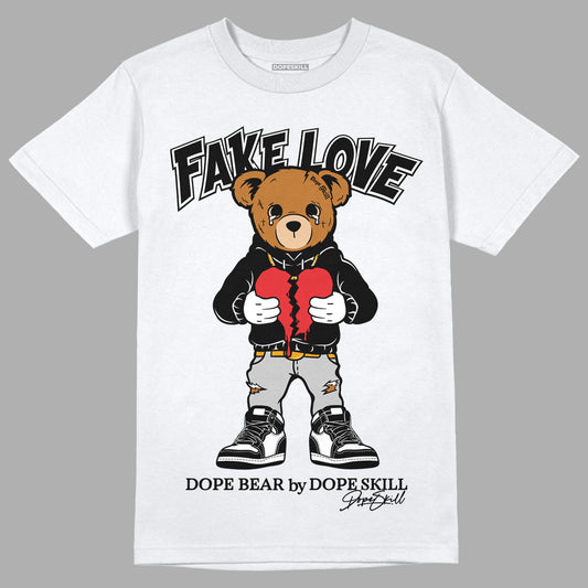 Jordan 1 High 85 Black White DopeSkill T-Shirt Fake Love Graphic Streetwear - White 