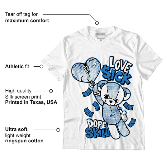 AJ 6 Acid Wash Denim DopeSkill T-Shirt Love Sick Graphic